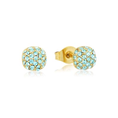 My Bendel - Goudkleurige Oorknopjes met Aqua Stenen 6mm - Stralende Goudkleurige Oorknopjes met Aqua Zirkonia 6mm - met Luxe Cadeauverpakking | Sieraden Voor Dames