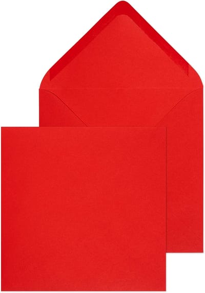 Vierkante Banker Uitnodiging Enveloppen Rood - 155 x 155 mm - 100 g/m² - Gummed Sluiting - Pack van 500
