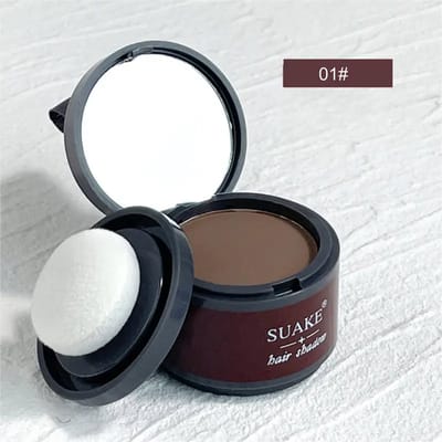 SUAKE - Haarpoeder voor de haarlijn en kruin - Haarverf - Haarvezels - Donkerbruin - Haarlijn Schaduwpoeder, 1 stuk, 4g, Natuurlijke Verfraaiing Contour, Vul Sprietig Haar, voor Gezicht, Haar, Wenkbrauwen, Baard, Crème Textuur