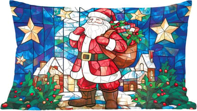 Sierkussens - Kussentjes Woonkamer - 60x40 cm - Kerstman - Glas - Kleurrijk