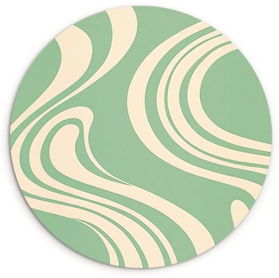 WallCircle® Wandcirkel 120x120 cm - Muurcirkel Golvende lijnen - Mintgroen - Dansende vormen - Muurdecoratie woonkamer - Wanddecoratie slaapkamer - Kamer decoratie accessoires - Ronde schilderijen XXL