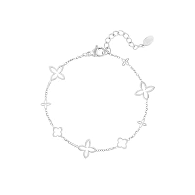 Bracelet with open clover charms - Zilver- Stainless Steel - Yehwang- Armband