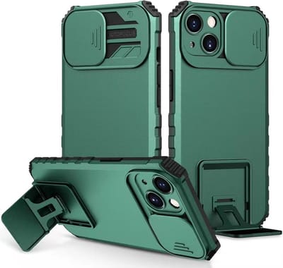 Premium Kwaliteit Anti Shock Hoesje - Back Cover - Camerawindow met Stand Functie - Geschikt voor iPhone X - iPhone Xs - Donker Groen