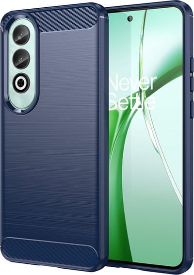 MobyDefend Hoesje - Geschikt voor OnePlus Nord CE 4 - TPU Backcover - Geborstelde Metaal & Carbon-Look - Blauw