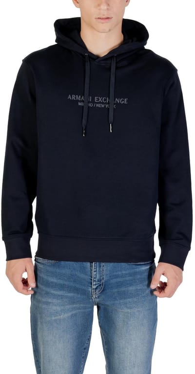 Printed Hooded Cotton Sweatshirt with Long Sleeves - Blue