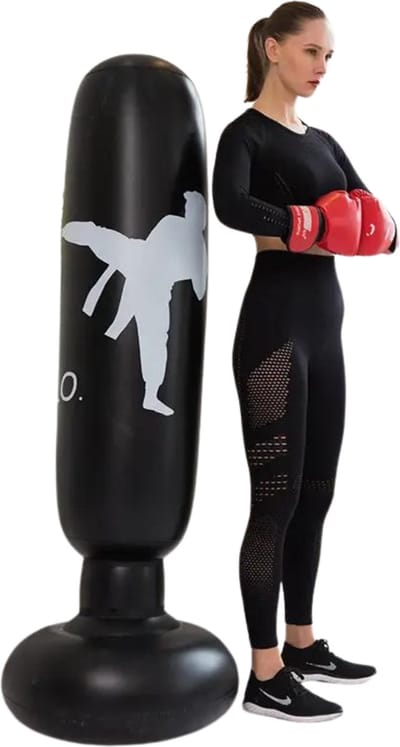 Nivard Bokszak - Bokspaal - Bokszak Ophangsysteem - Volwassenen - Kickboks Zak - Stootzak - Punching Bag - Boxzak - Sport - Opblaasbaar - Zwart