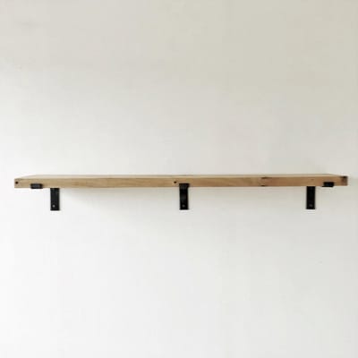 GoudmetHout® Wandplank Industrieel - 140 x 25 cm Muurplank - Eiken Hout - Decoratie Wandrek & Boekenrek - Hangplank Keuken - Wall Shelf + 2 Plankdragers van Ruw Staal