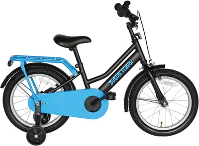 Dutch Flavor Kinderfiets 16 Inch - Grijs/Blauw - 4 tot 6 jaar - Knijprem en terugtrap - Afneembare zijwieltjes