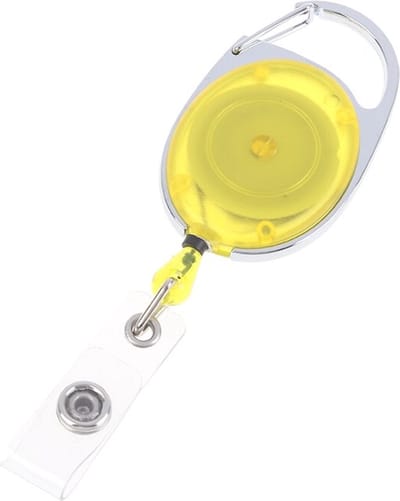 Fako Bijoux - Uittrekbare Sleutelhanger Met Koord - Rolspeld - Yoyo - Jojo - Skipashouder - Nylon - 36x56mm - Transparant - Geel