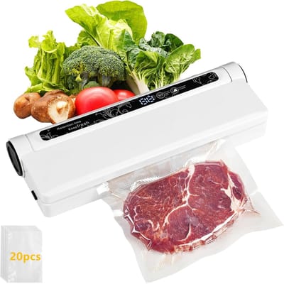 Vacumeermachine - Met 20 vacumeerzakken - Eenvoudig - Vacuum Sealer - vacuümmachines - voor gebruik in de keuken thuis - Wit