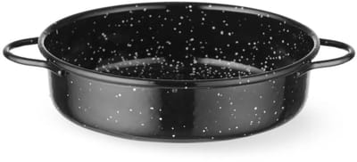 HENDI Braad- en serveerpan geemailleerd koolstofstaal 14 cm diameter x 4,5 cm hoog zwart