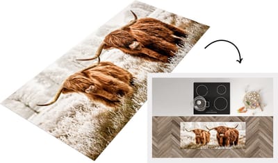 Keukenloper - Loper keuken - Schotse hooglander - Dieren - Koe - 120x50 cm - Keukenloper vinyl