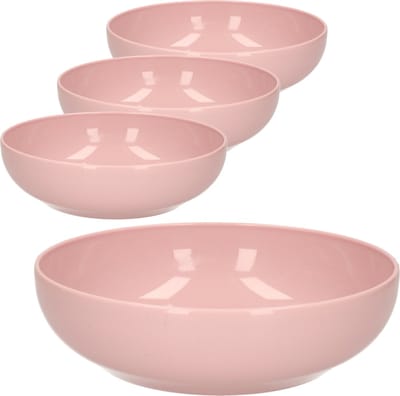 Plasticforte Kommetjes/schaaltjes - 4x - dessert/ontbijt - kunststof - D20 x 6 cm - oudroze