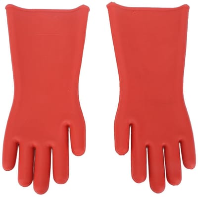 MK Stoer - Elektrisch geïsoleerde rubberen handschoenen - Hoge spanning - Klasse 00 - 12KV - Elektriciens - Geel - Compatibel model - 1 Paar Geïsoleerde Rubber Handschoenen voor Elektriciens