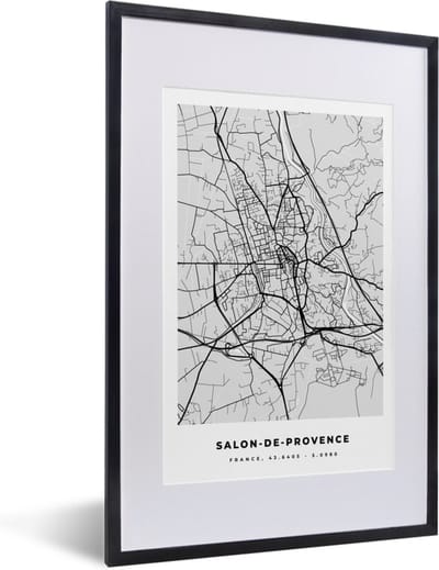 Fotolijst incl. Poster - Plattegrond - Kaart - Stadskaart - Frankrijk - Salon-de-Provence - 40x60 cm - Posterlijst