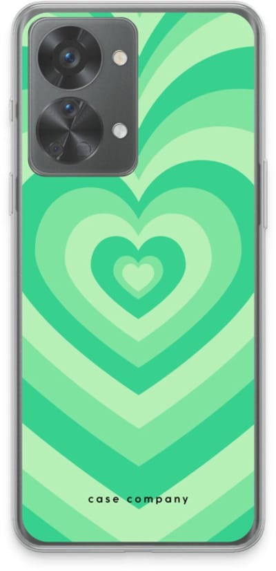 Case Company® - Hoesje geschikt voor OnePlus Nord 2T hoesje - Hart Groen - Soft Cover Telefoonhoesje - Bescherming aan alle Kanten en Schermrand
