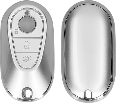kwmobile autosleutel hoesje geschikt voor Mercedes Benz 3-knops autosleutel smart hoes - TPU autosleutel behuizing - Beschermende auto sleutel case - Sleuteletui in mat zilver
