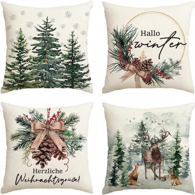 Dailygoody - Decoratieve Kussenslopen - Set van 4 - Ultrazacht en Modern - 50 x 50 cm - Kerstmis Thema - Geschikt voor Woonkamer en Slaapkamer