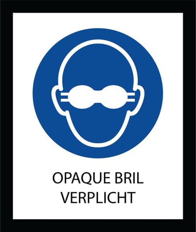Bord ISO7010 Geboden Opaque bril verplicht 20 x 24 cm