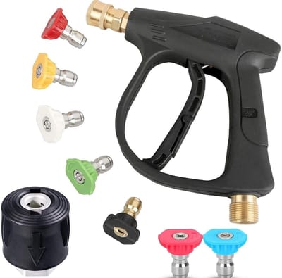 Dailygoods- Hogedrukspuit 3000 PSI - 7 Spray Nozzles - M22/14 mm Aansluiting - Duurzaam Kunststof - Schokbestendig - Geschikt voor Auto Reiniging - Hogedrukreiniger
