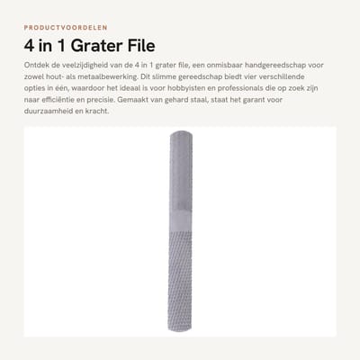 Dailygoods- Vijl 4-in-1 - Houten/Metaal Bewerking - Stalen Grater Vijl - Half-Rond - Versterkt - Duurzaam