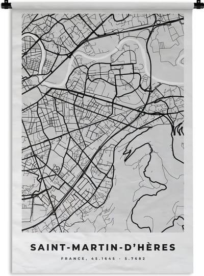 Wandkleed - Wanddoek - Plattegrond - Kaart - Stadskaart - Frankrijk - Saint-Martin-d'Hères - 120x180 cm - Wandtapijt