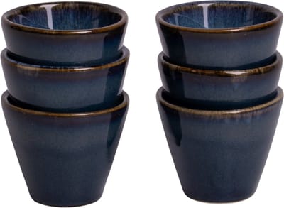 Espressomok - Amadora - blauw met aqua - set van 6 - Portugees stoneware
