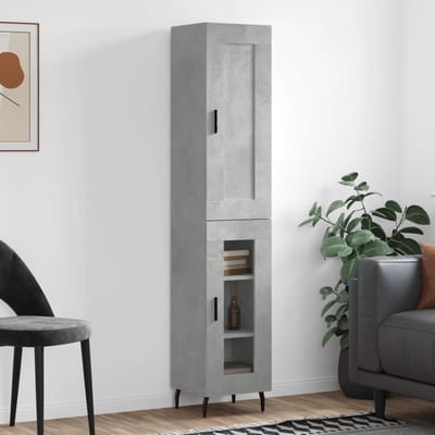 vidaXL - Hoge - kast - 34,5x34x180 - cm - bewerkt - hout - betongrijs