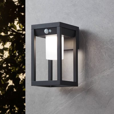 EGLO Martano Wandlamp Buiten - Solar - 27 cm - Bewegingssensor & Dag- en nachtsensor - Zwart en Wit