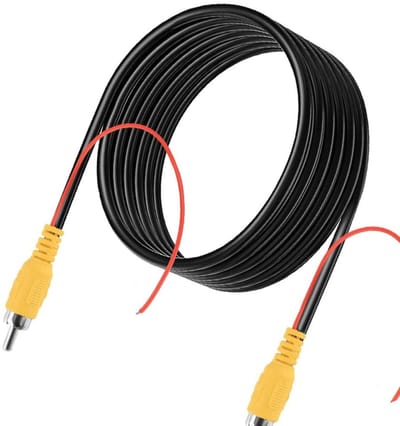 TOVBMUP Achteruitrijcamera kabel - 10 m - Verlengkabel geschikt voor achteruitrijcamera - Achteruitrijcamera met kabel - Verbeterde dubbel afgeschermde RCA-videokabel - met gele vrouwelijke naar vrouwelijke aansluitingen en netsnoer