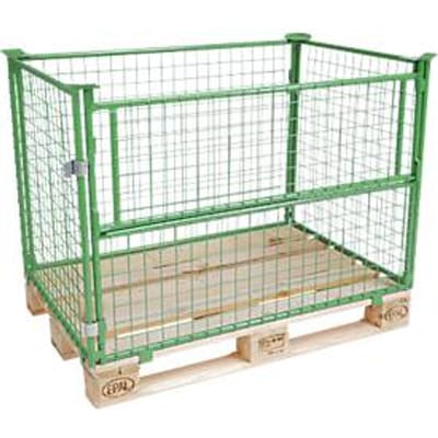 Stapelframe van traliewerk, voor europallets, laadvermogen tot 800 kg, openingsklep, stapelbaar, L 1200 x B 800 x H 800 mm, staal, may green RAL 6017