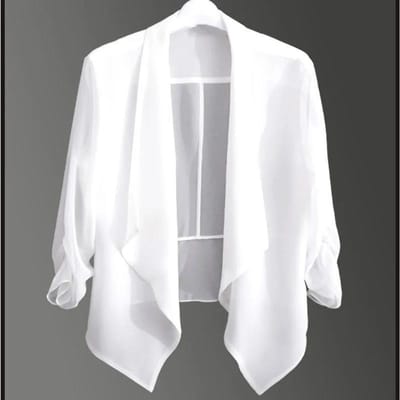 Lente en zomer dames chiffon vest over dunne coltrui met cropped top M gray