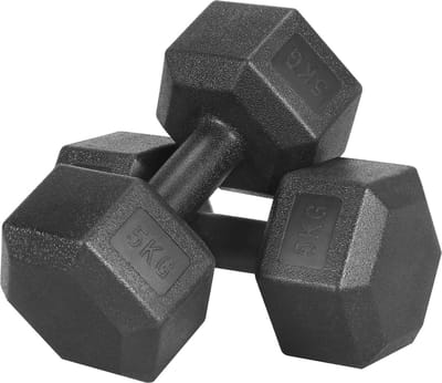 Halterset 5 kg - Korte Hexagon Halters voor Aerobic, Gymnastiek en Fitness