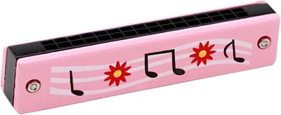 Houten Harmonica - Muziekinstrument Kinderen - Muziek Leren Spelen - Dubbele Rij - 16 Gaten - Cartoon Print