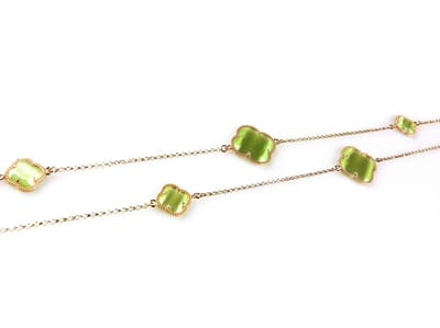 model Fiori gesloten klavers collier in zilver roze verguld groene klavers
