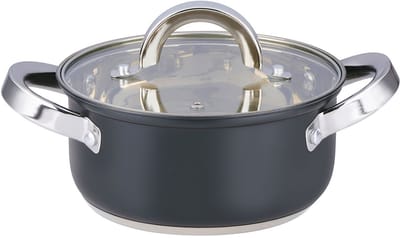 alpina Kookpan met Deksel 1,9 Liter – RVS Pan 16 cm – Inductie – Glazen Deksel – Geschikt voor Alle Warmtebronnen