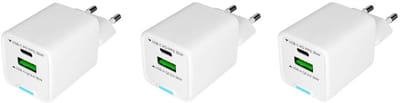 3 stuks OneOne 35W super snellader met 2 poorten. USB C en USB A. GAN Quick Charge lader. PD PPS oplader adapter past op Apple iPhone 15, iPhone 15 Plus, 15 Pro, 15 Pro Max, iPhone 16, 16 Plus, 16 Pro, iPhone 17, 17 Air, 17 Pro, 17 Ultra