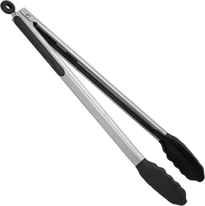 Hittebestendige Siliconen Keukentangen van 40.6 cm met Antiaanbak Rubber Tips en Stalen Handvat voor Veilig Koken en Grillen