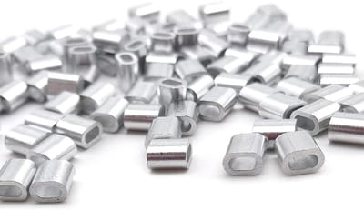 100 Stuks Aluminium Persklemmen voor Kabels, Enkele Gat Bevestigingsclips voor 2mm Draad en Touw, Ideaal voor Elektriciteit en Klussen