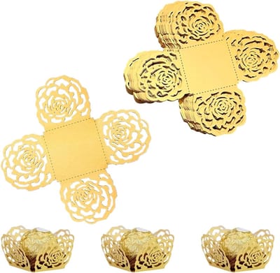 Mini Truffeldozen met Gouden Folie - 50 Stuks voor Feestjes, Bruiloften en Verjaardagen - Luxe Verpakking voor Chocolade en Snoepjes
