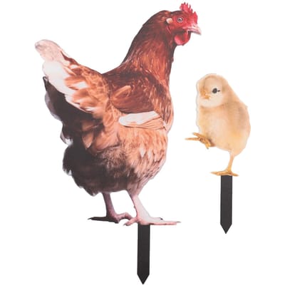 Piquet de jardin en forme de poulet, en acrylique, décoratif, pour la maison et la cour beige