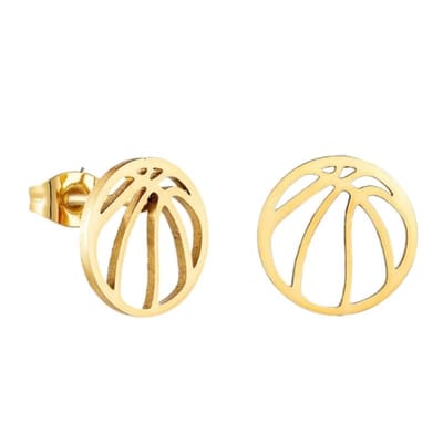 Aramat Jewels | Oorbellen | Goudkleurige Stalen Basketbal Oorbellen RVS | | | |11mm | Staal | Kinderen, Volwassenen | Verkleurd niet