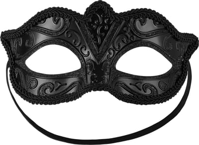 dressforfun - Venetiaans masker met patroon zwart - verkleedkleding kostuum halloween verkleden feestkleding carnavalskleding carnaval feestkledij partykleding - 303529