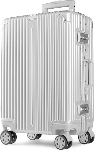 Reis Koffer - Harde Koffer - Vakantie Bagage - Aluminium Frame - XL 75cm - Zilverkleurig