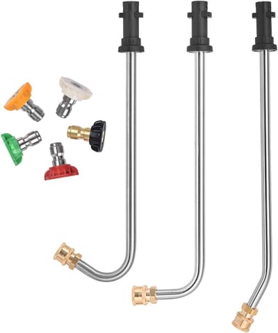 Hogedrukreiniger Verlengstuk - Reinigingslans Lans - Buiten Reinigen - Vijf Sproeikoppen - 45 cm - Zilver