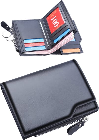 Rainbecom - Portemonnee Heren en Dames - Portemonnee met rits - Briefgeldvak - Billfold - 10 Kaartsleuven – 4 Verborgen Vakken – Portefeuille - Zwart - Cadeau voor man