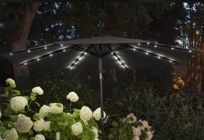 Lifa Garden Parasol - Ø 270cm - Kantel - zwart - Led - parasol met lichtjes - parasol met led - zwarte parasol