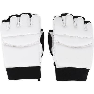 Protection de Main Taekwondo Sparring Demi-Doigts Gants de Boxe pour Adultes Enfants (Gant XS) white