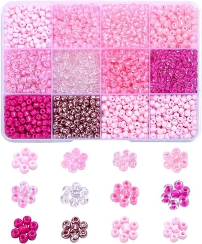 Allecta - Mini-kralen set - 1800 stuks - 12 kleuren - Roze - Armband - Ketting - Sieraden - Knutselwerk