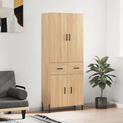 vidaXL - Hoge - kast - 69,5x34x180 - cm - bewerkt - hout - sonoma - eikenkleurig